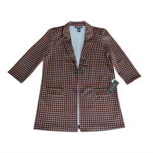 NWT NYCC Houndstooth Plaid Open Blazer LP